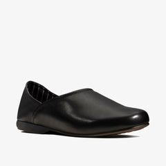 Harston Elite Slipper Black Leather | Clarks outlet