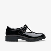 Loxham Bar Youth Black Patent | Clarks discount