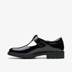 Loxham Bar Youth Black Patent | Clarks discount