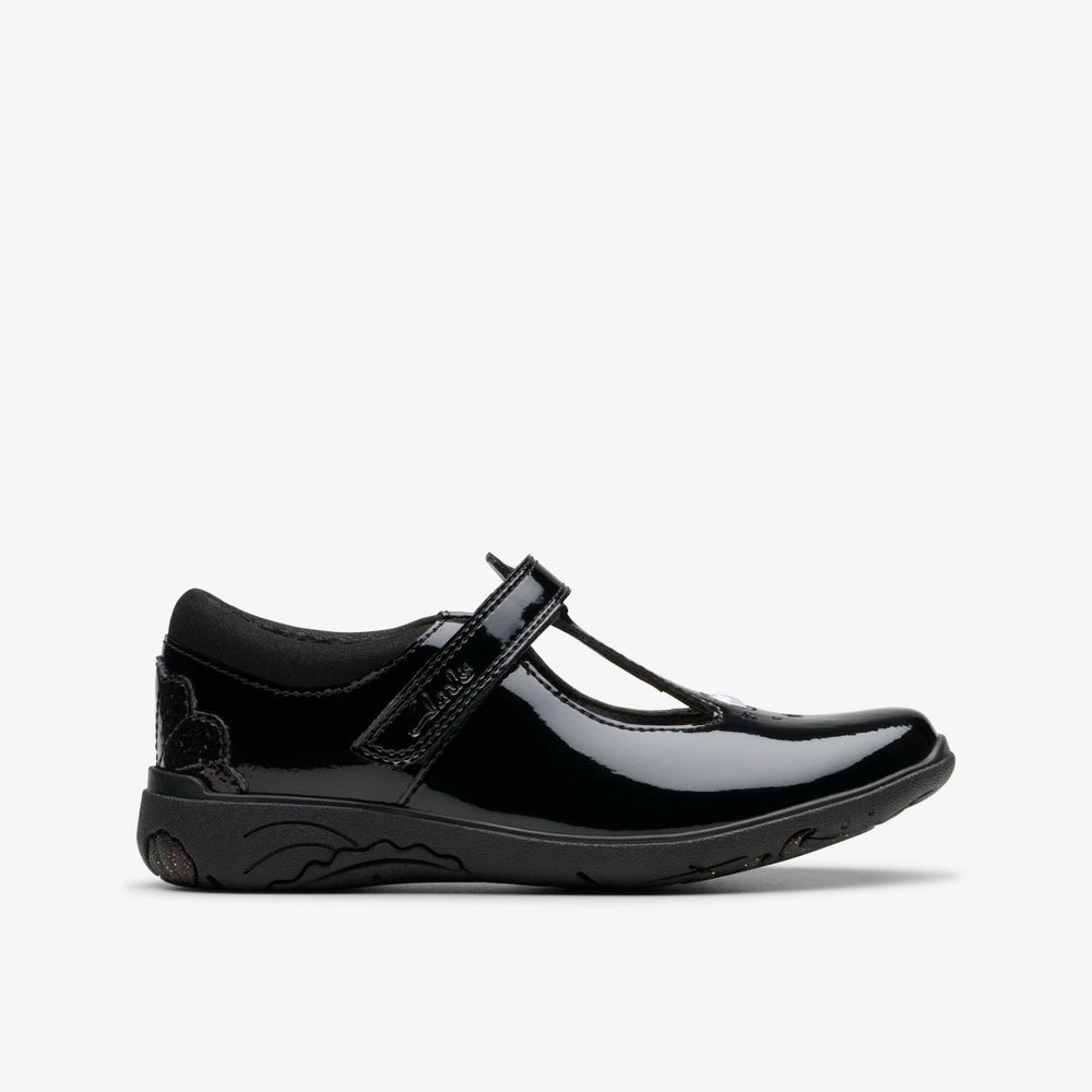 Relda Gem Kid Black Patent | Clarks discount