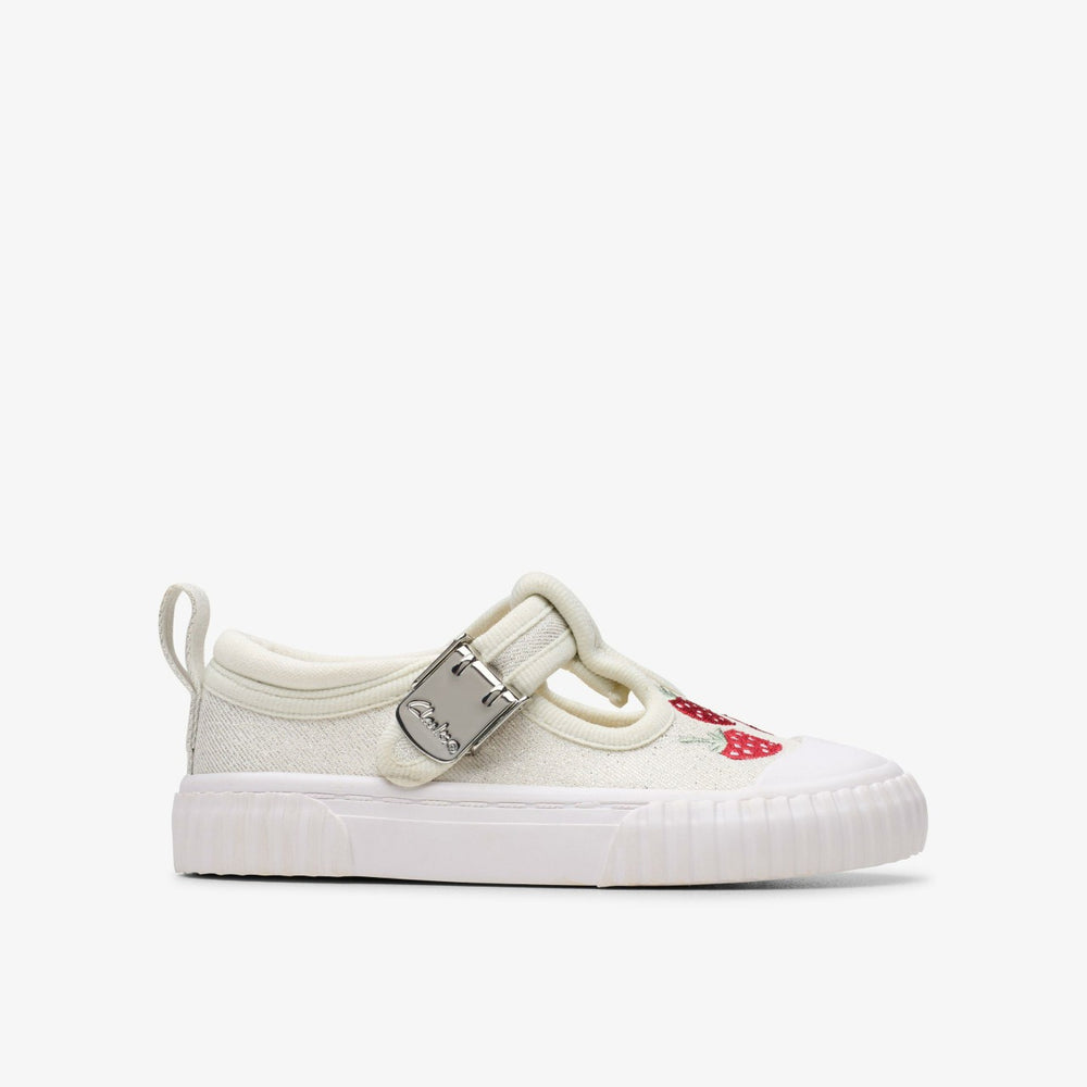 Foxing Berry Toddler Silver Fabric | Clarks discount
