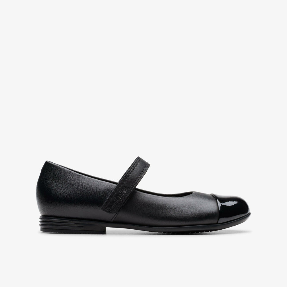 Finja Gem Kid Black Leather | Clarks outlet