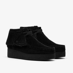 Wallabee Wedge Fringe Black Suede | Clarks on Sale