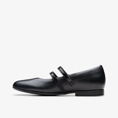 Finja Bar Youth Black Leather | Clarks for sale