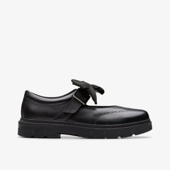 Lorcam Jane Youth Black Leather | Clarks for sale