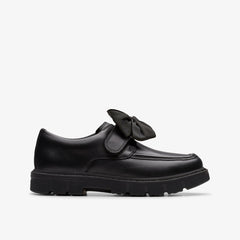 Lorcam Bow Kid Black Leather | Clarks for sale