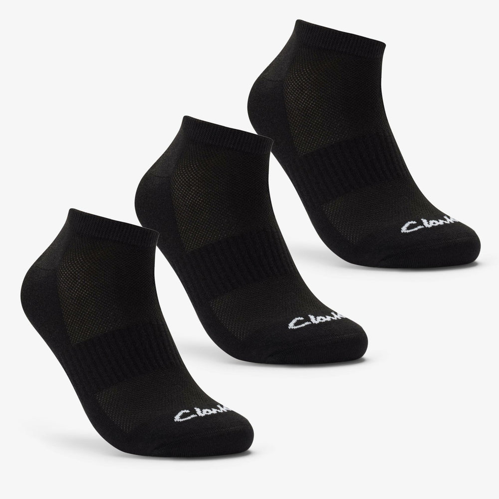Ankle Socks 3 Pack Size 6-11 Black Black | Clarks for sale