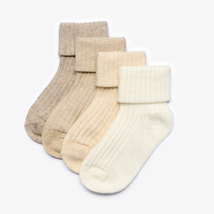 Beige Socks 4 Pack 6-12 months Beige Combination | Clarks on Sale