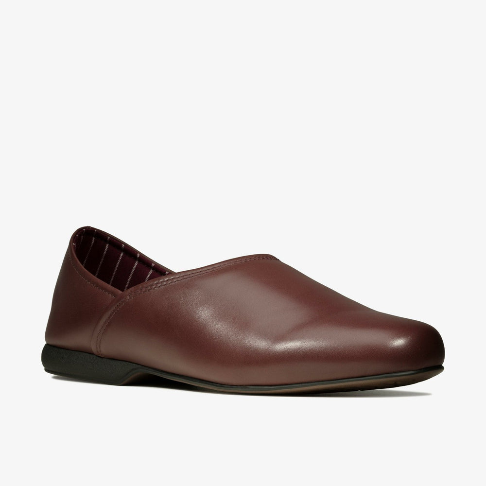 Harston Elite Slipper Burgundy Leather | Clarks discount