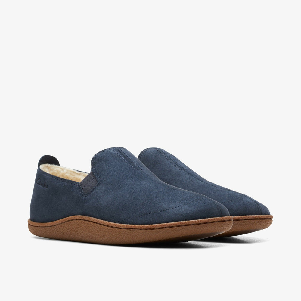 Home Mocc Slipper Navy Suede | Clarks online