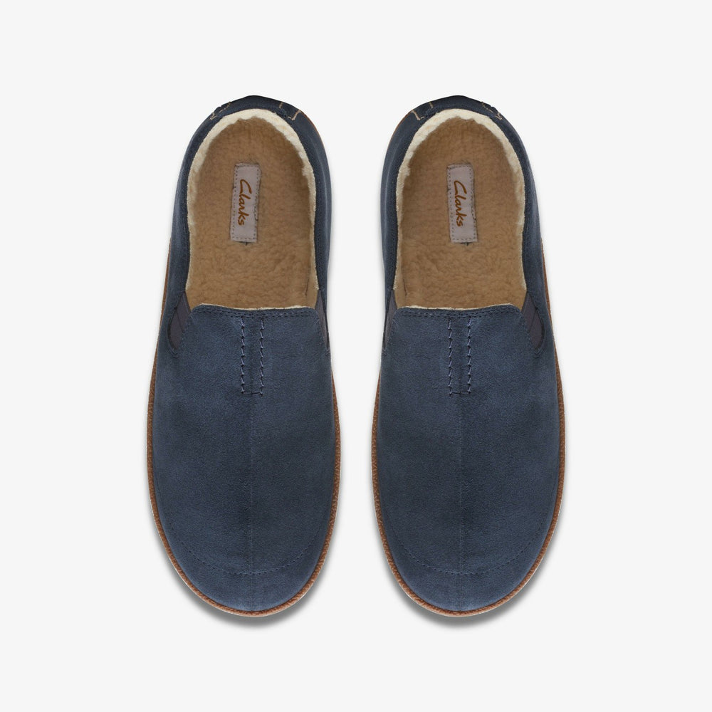 Home Mocc Slipper Navy Suede | Clarks online