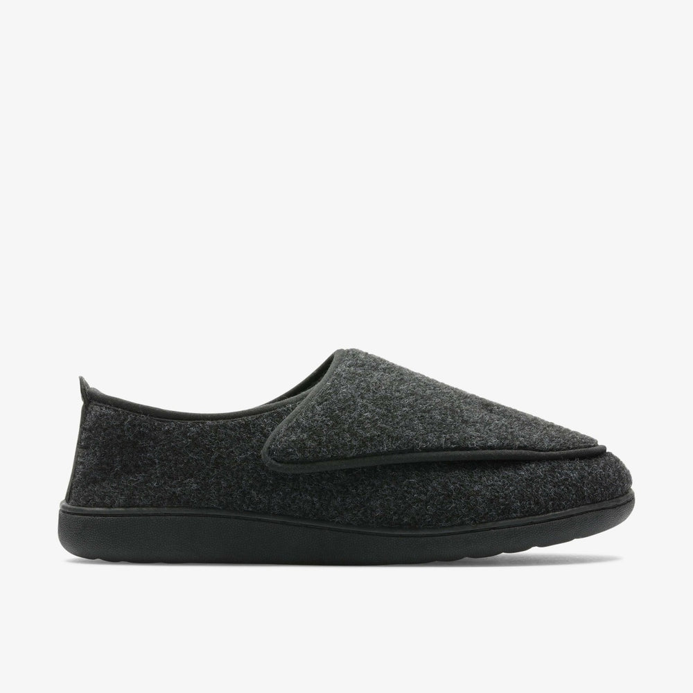 King Riptape Slipper Dark Grey Felt | Clarks for sale