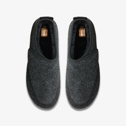 King Riptape Slipper Dark Grey Felt | Clarks for sale
