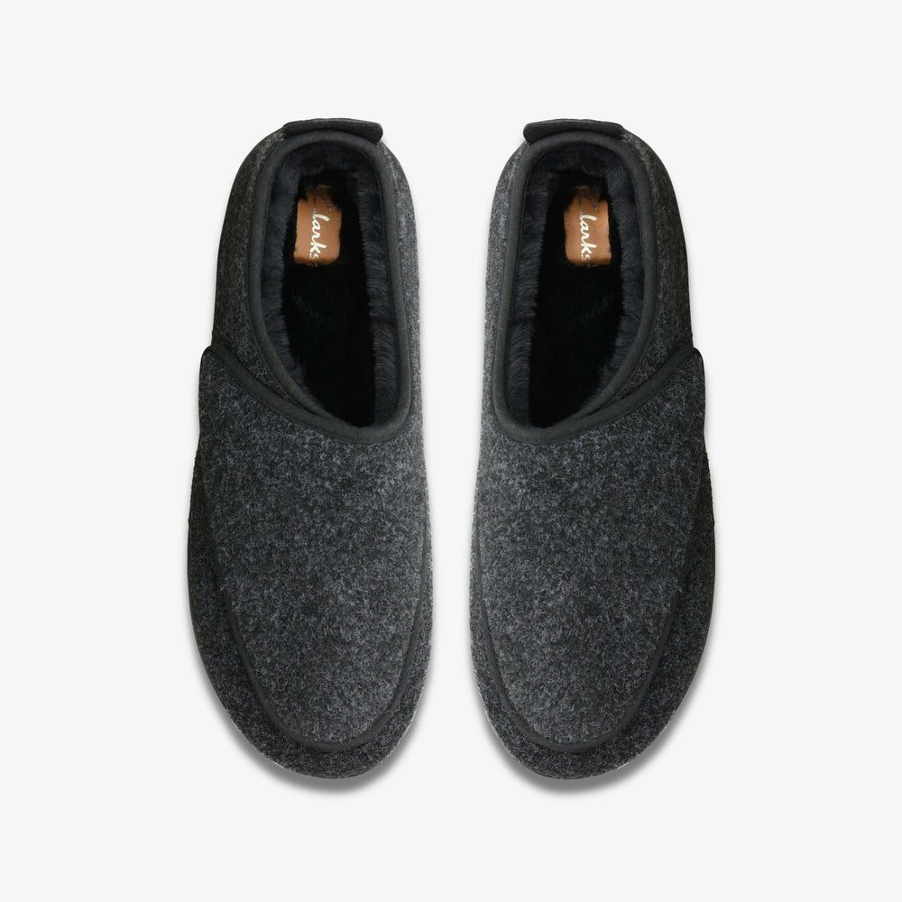 King Riptape Slipper Dark Grey Felt | Clarks for sale