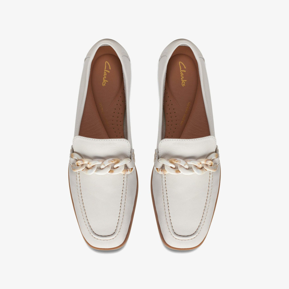Sarafyna Iris Loafer White Leather | Clarks discount