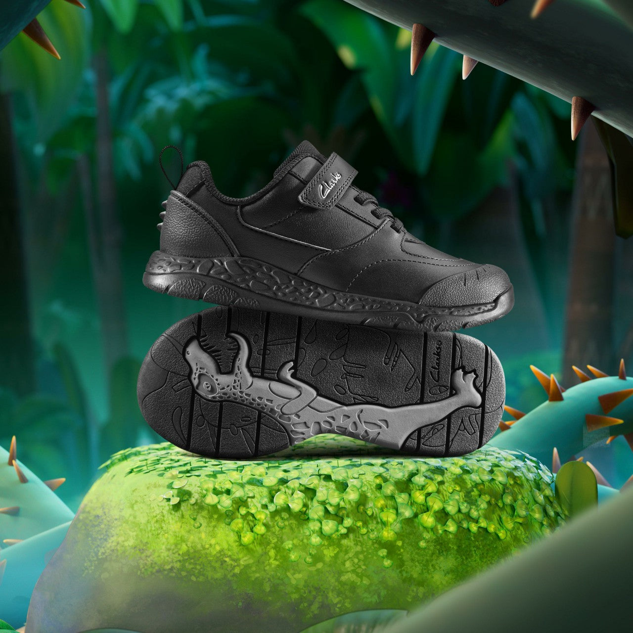Steggy Stride Kid Black Leather | Clarks outlet