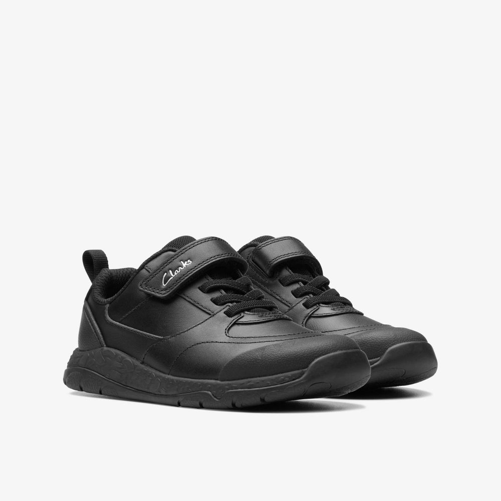 Steggy Stride Kid Black Leather | Clarks outlet