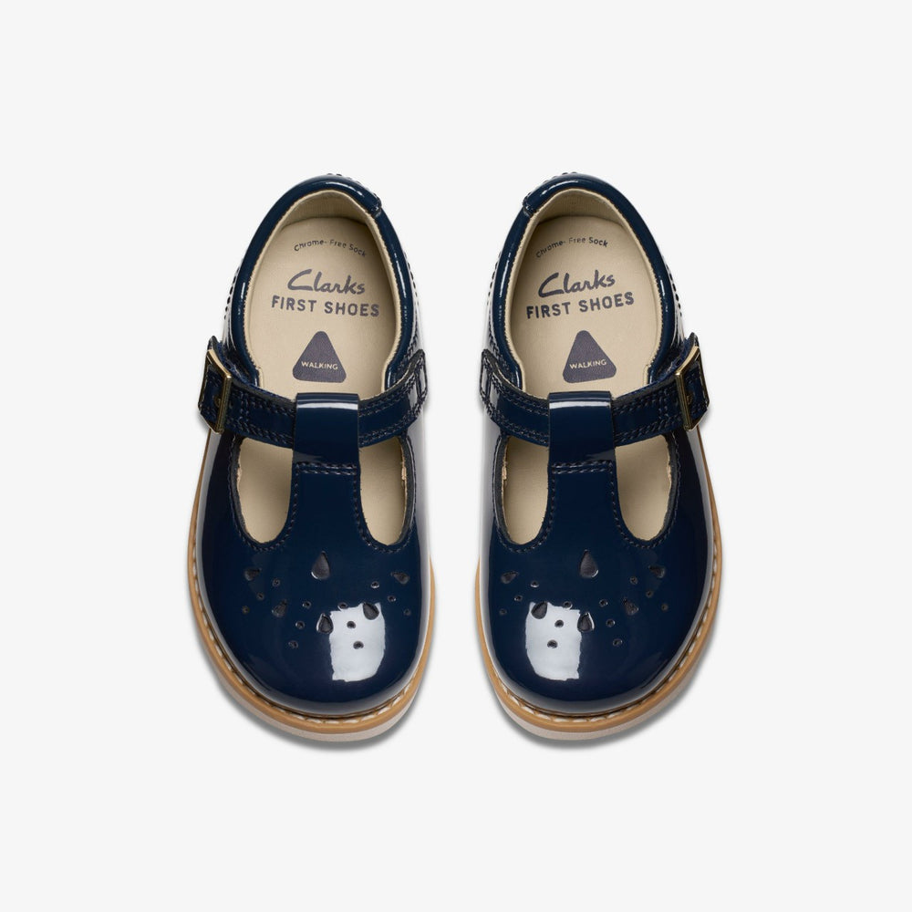 Crown Print Toddler Navy Patent | Clarks on Sale