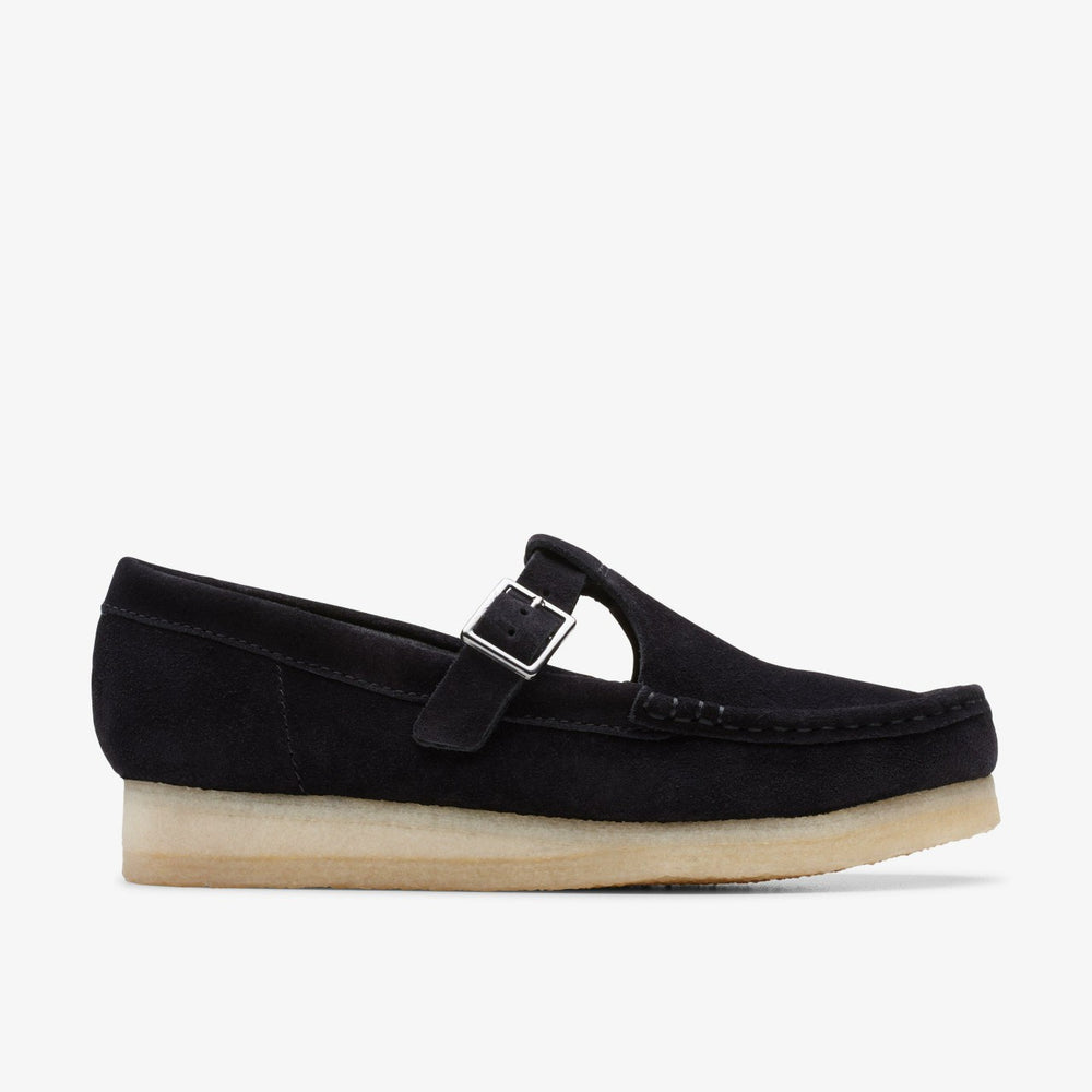 Wallabee T Bar Black Suede | Clarks on Sale