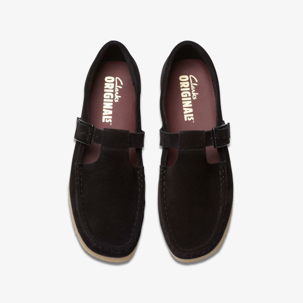 Wallabee T Bar Black Suede | Clarks on Sale