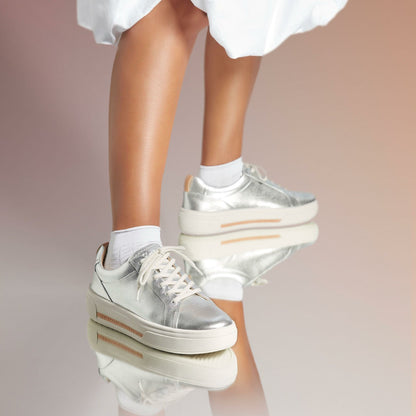 Hollyhock Walk Silver Leather | Clarks for sale