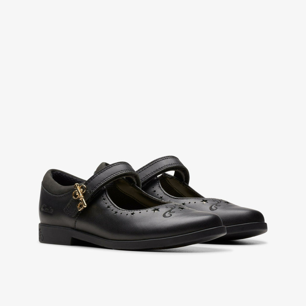 Lock Magic Kid Black Leather | Clarks on Sale