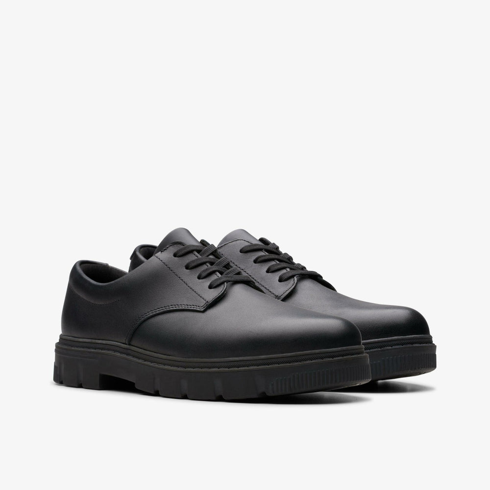 Lorcam Loop Youth Black Leather | Clarks Sale