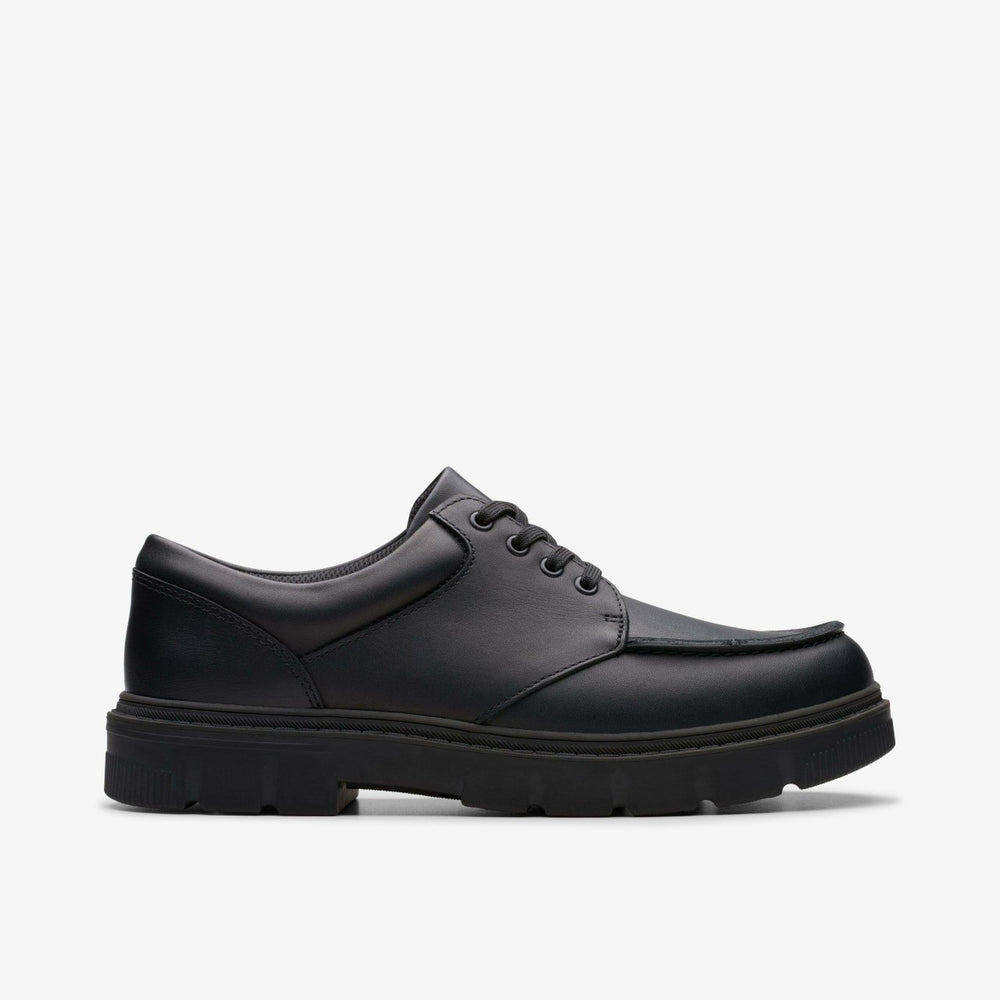 Lorcam Edge Youth Black Leather | Clarks on Sale