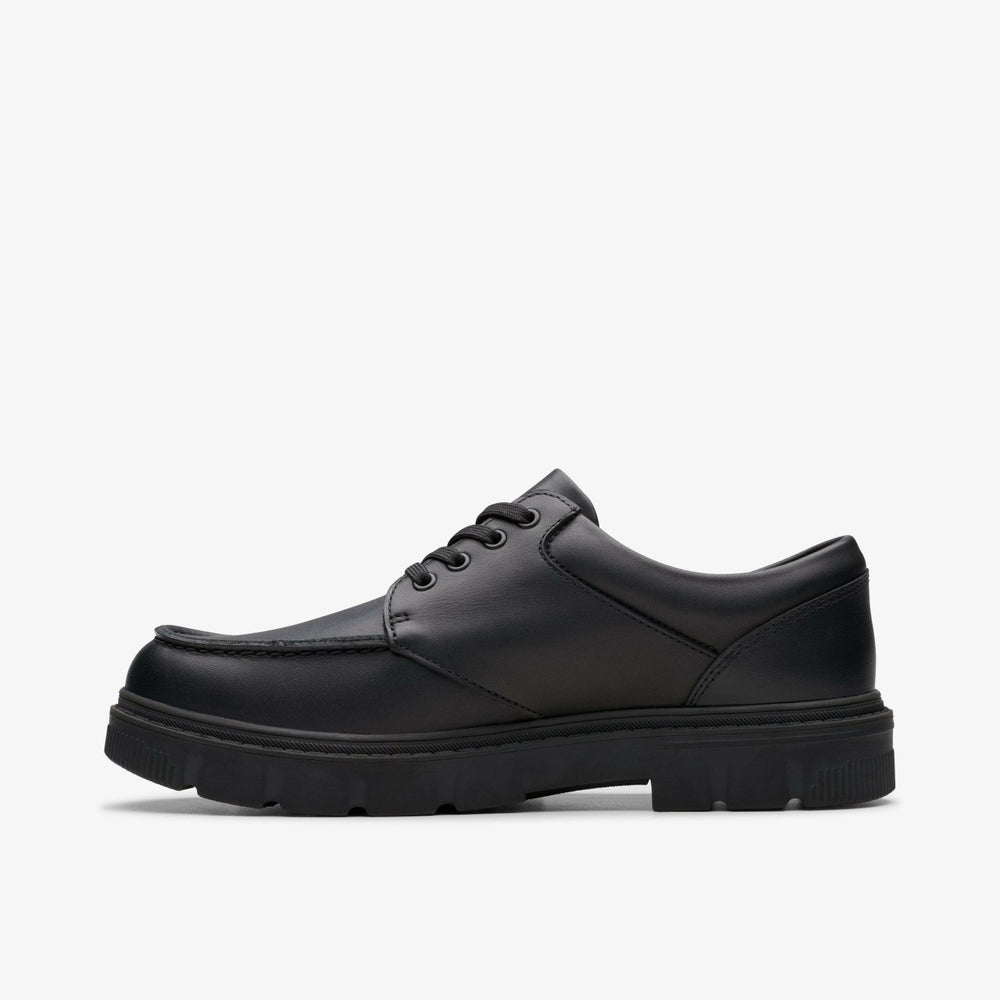 Lorcam Edge Youth Black Leather | Clarks on Sale