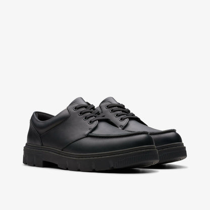 Lorcam Edge Youth Black Leather | Clarks on Sale