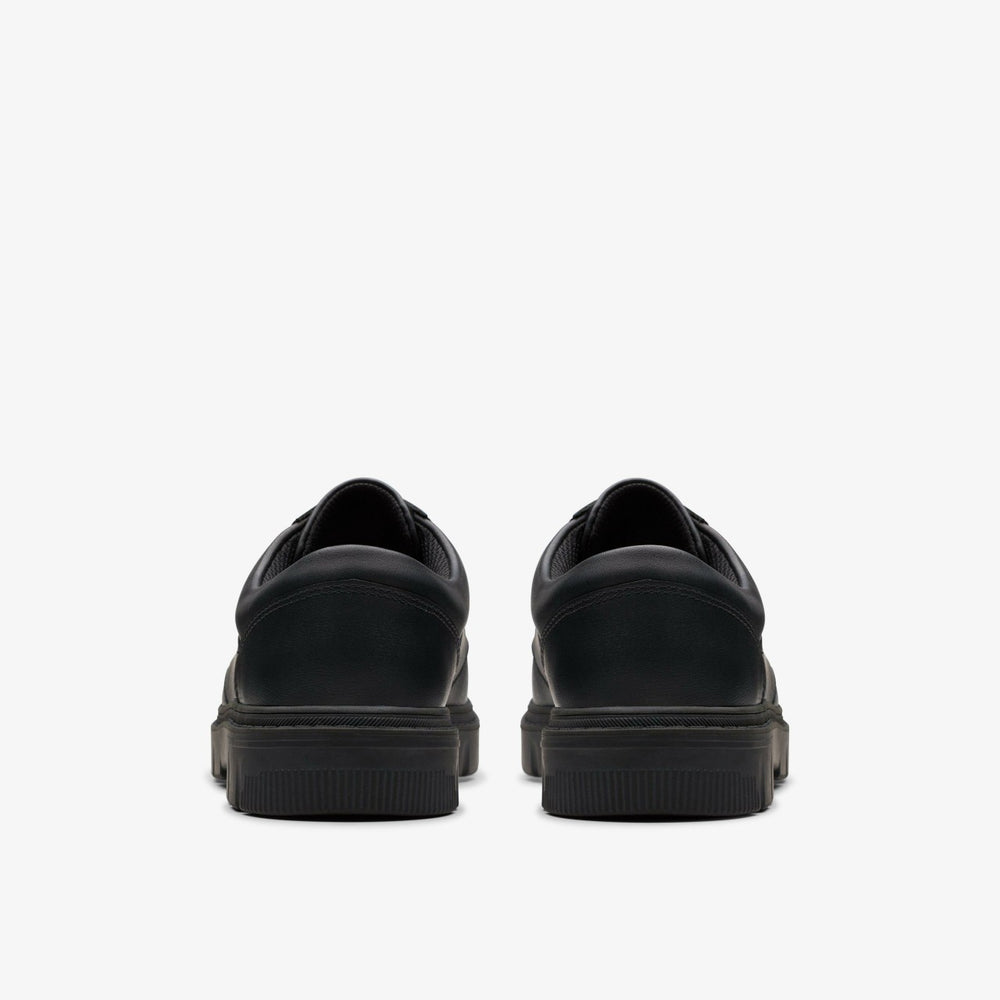 Lorcam Edge Youth Black Leather | Clarks on Sale