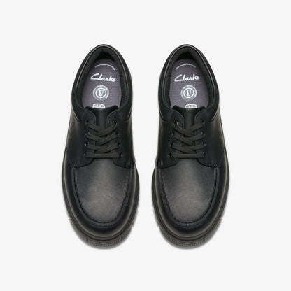 Lorcam Edge Youth Black Leather | Clarks on Sale
