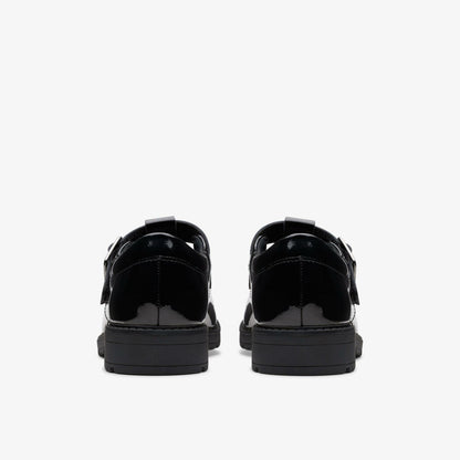 Loxham Bar Youth Black Patent | Clarks discount