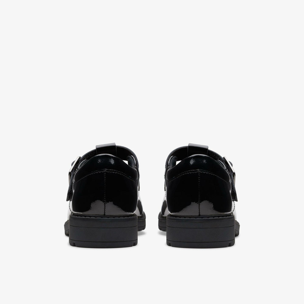Loxham Bar Youth Black Patent | Clarks discount