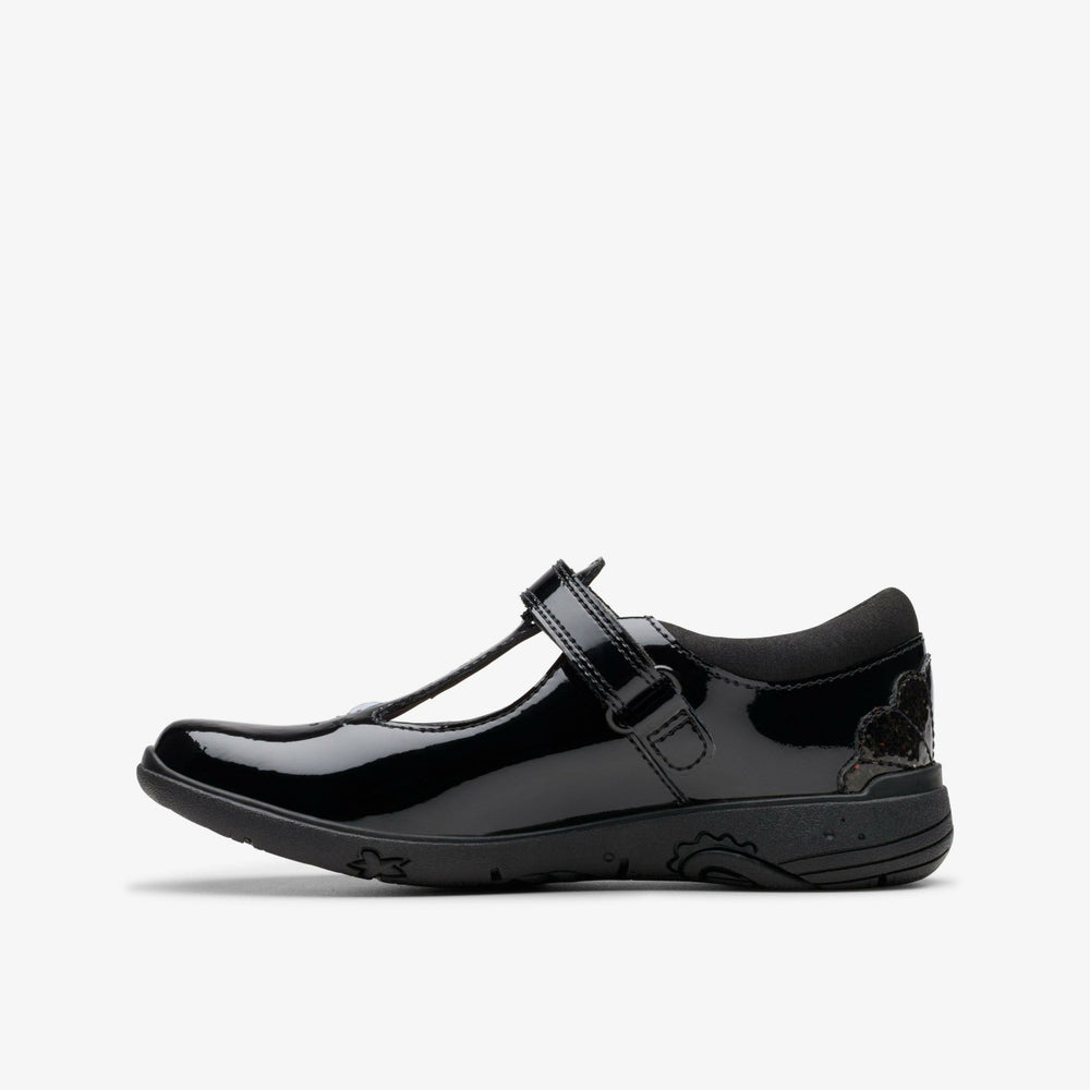 Relda Gem Kid Black Patent | Clarks discount