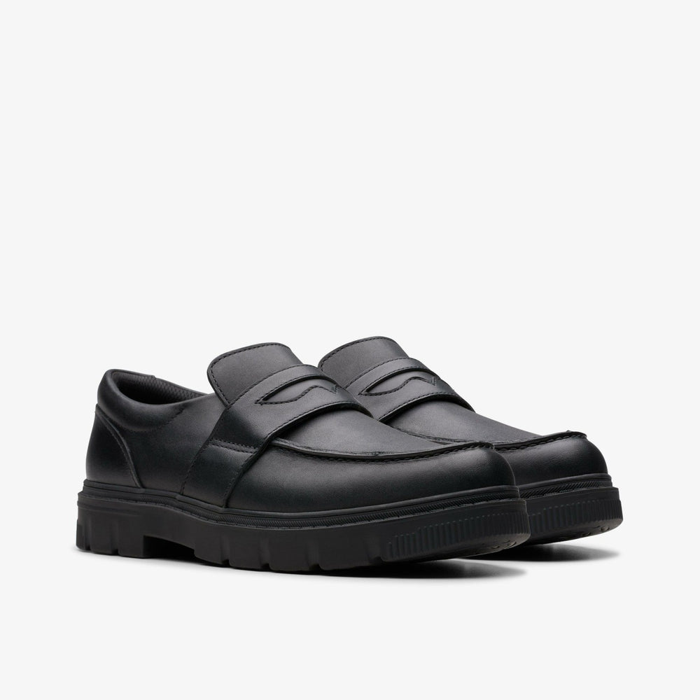 Lorcam Craft Youth Black Leather | Clarks on Sale