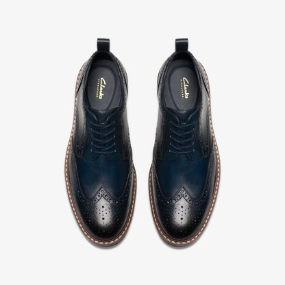 Aldwin Limit Brogue Navy Leather | Clarks on Sale