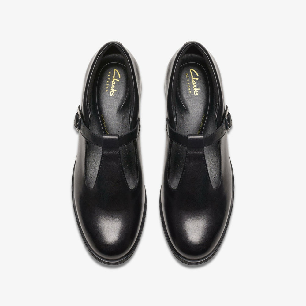Havisham Bar Black Leather | Clarks outlet