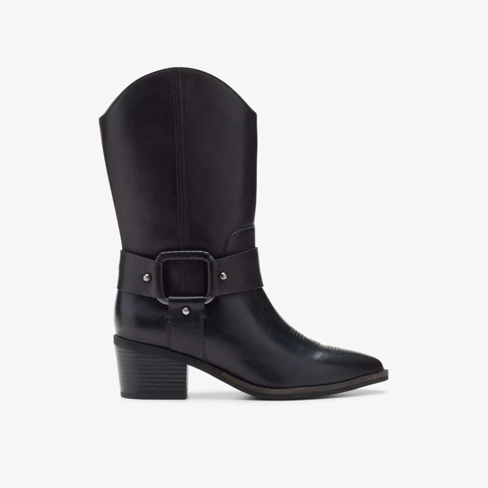 Morzine Rise Black Leather | Clarks for sale