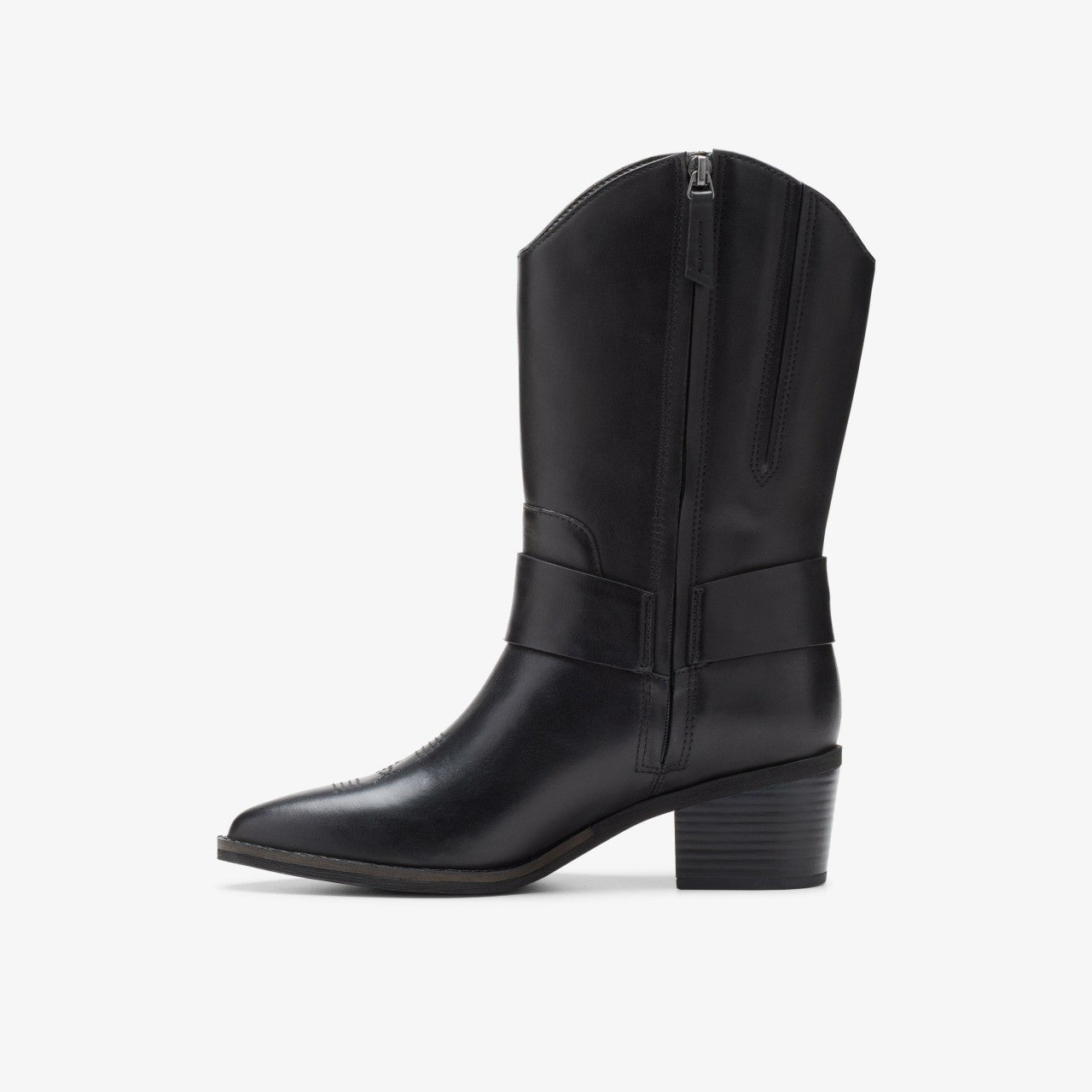 Morzine Rise Black Leather | Clarks for sale