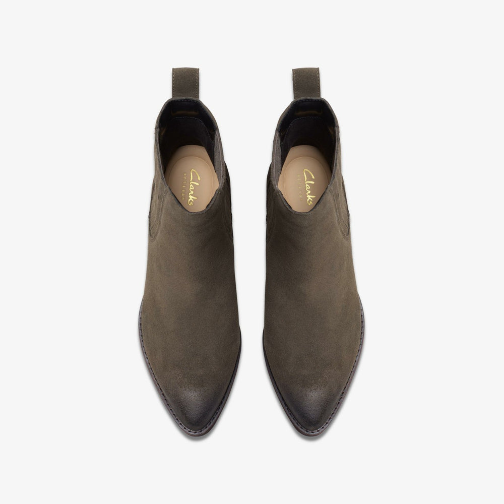 Morzine Top Ankle Boot Mole Grey Suede | Clarks for sale