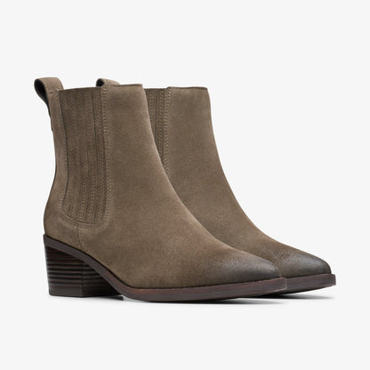 Morzine Top Ankle Boot Mole Grey Suede | Clarks for sale