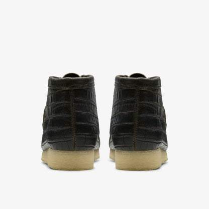 Wallabee Boot Black Crocodile Distress | Clarks for sale