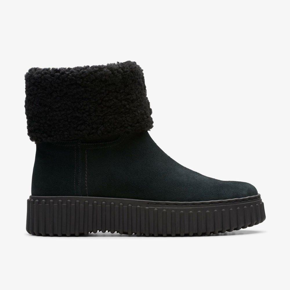 Torhill Turn Black Warmlined Suede | Clarks for sale