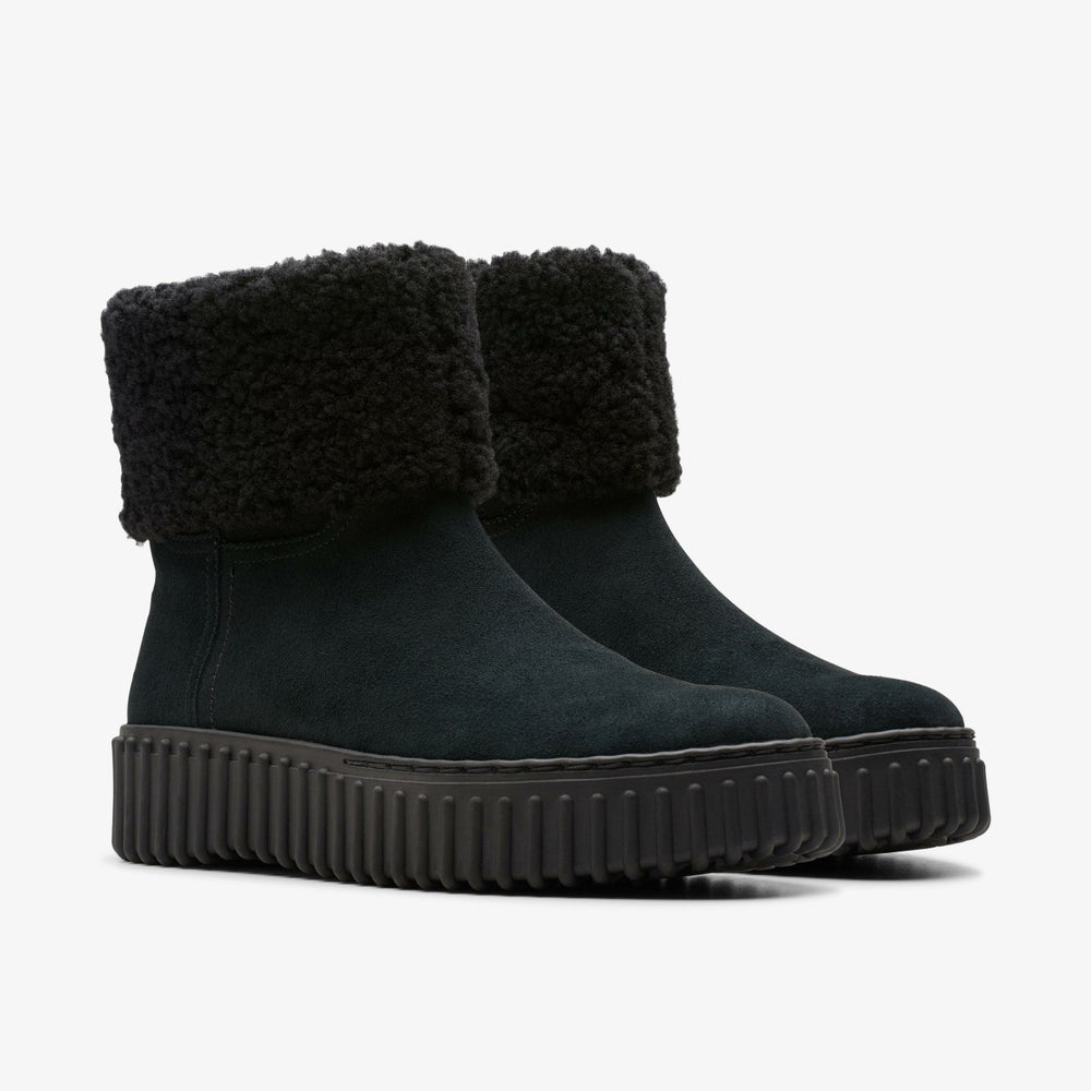 Torhill Turn Black Warmlined Suede | Clarks for sale