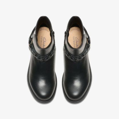 Hearth Kaylie Ankle Boot Black Leather | Clarks outlet