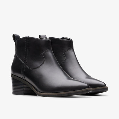 Morzine Sky Ankle Boot Black Leather | Clarks online