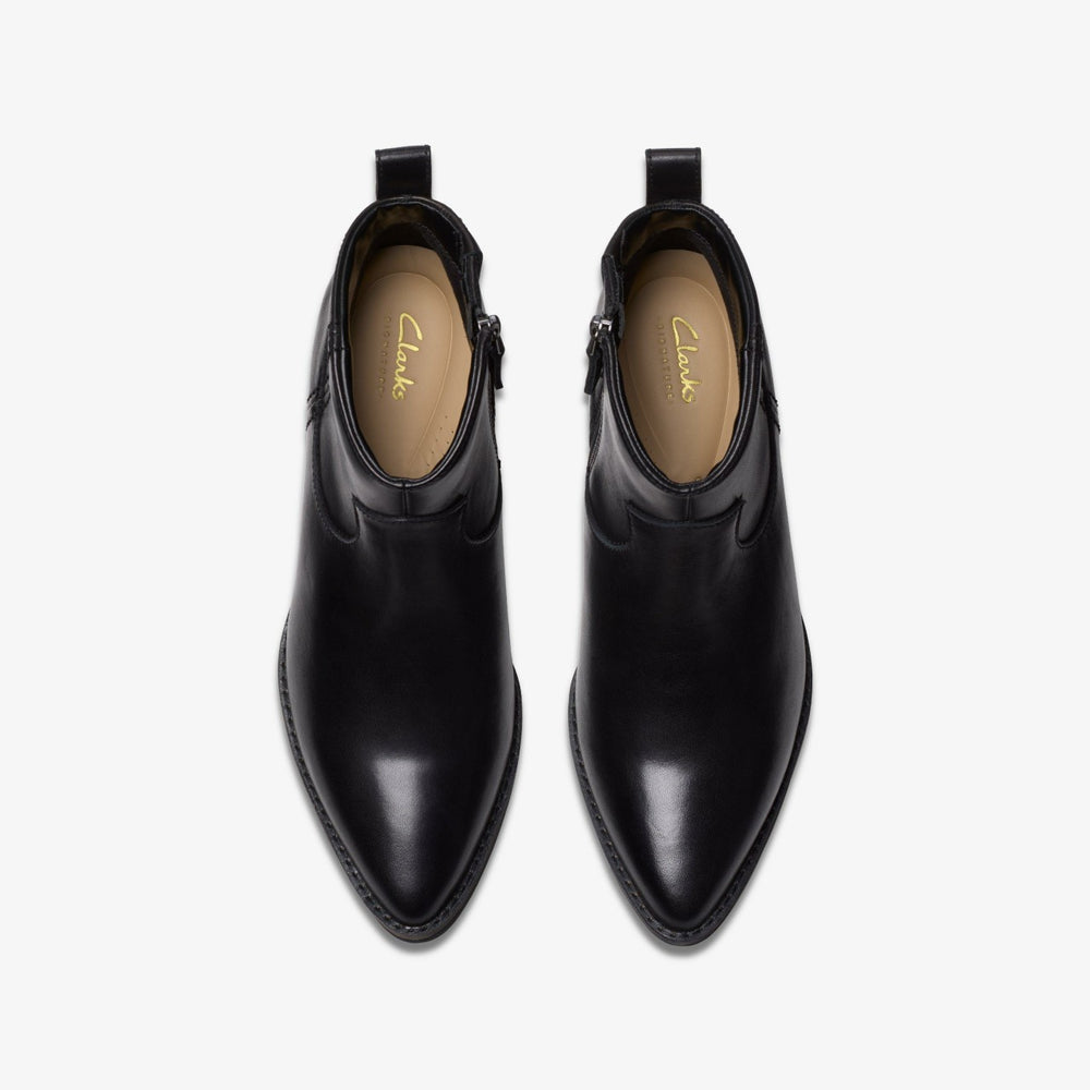 Morzine Sky Ankle Boot Black Leather | Clarks online