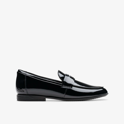 Finja Bright Older Black Patent | Clarks outlet