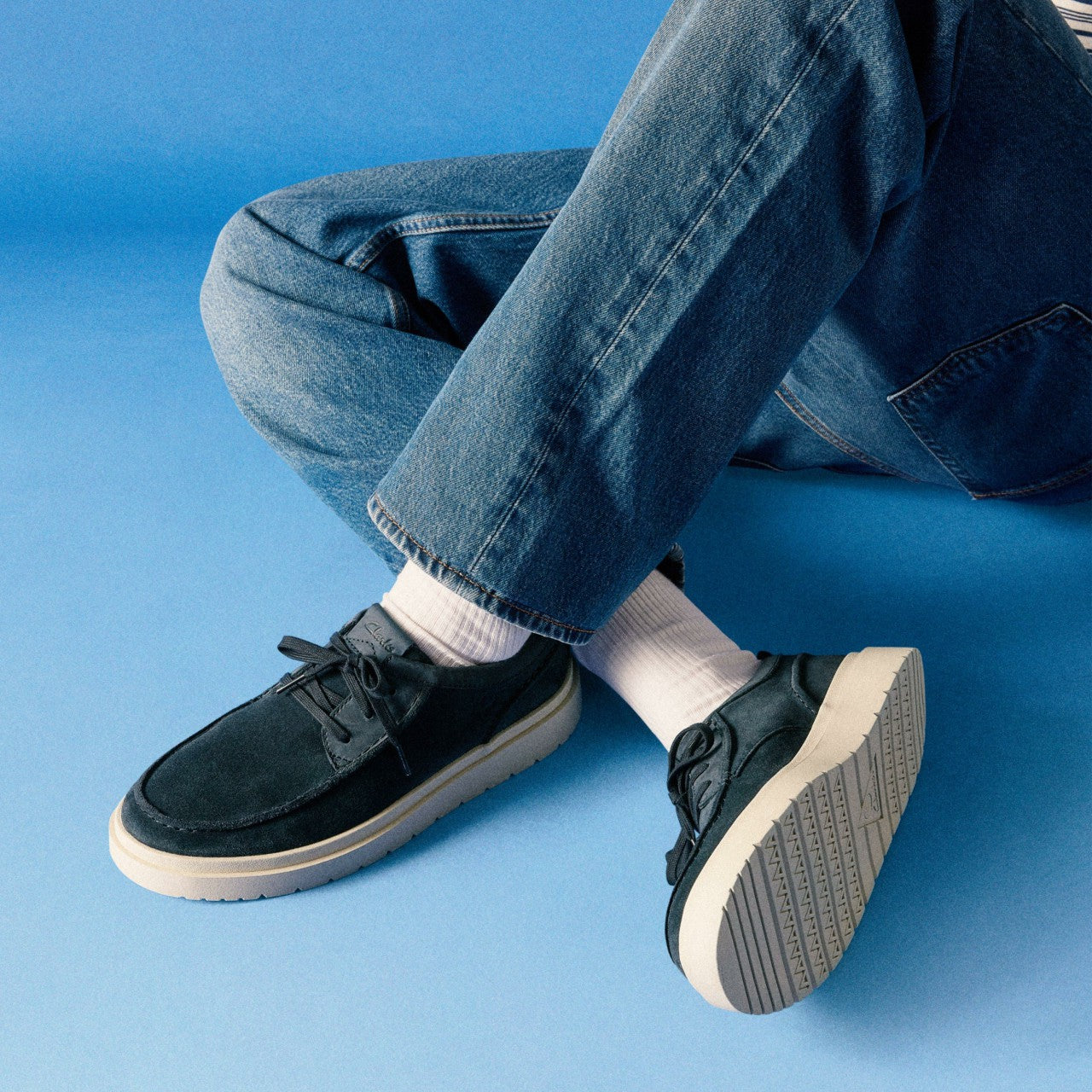 Polden Moc Navy Suede | Clarks for sale
